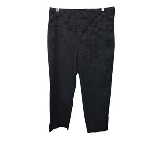 Talbots Hertiage Slim Black White Polka-dot Flat Front Slacks Business Chic 12P